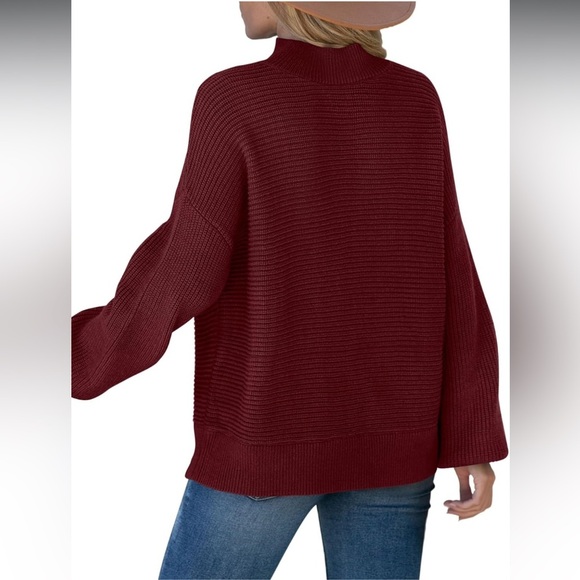 NWOT Mock Neck Ribbed Knit Lantern Sleeve Sweater, Size XL (16/18), Beige - Picture 7 of 8